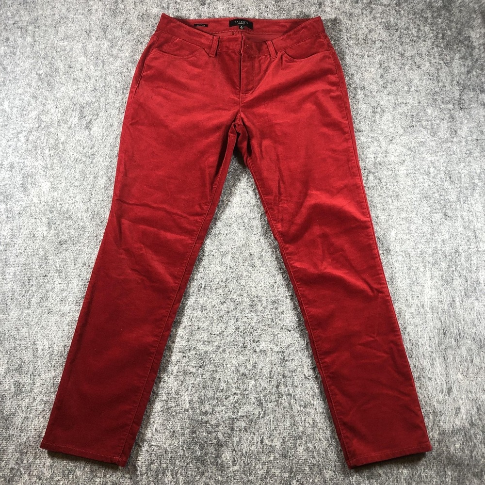 Talbots Pants Womens 8‎ Red Signature Velvet Straight Leg Chino Stretch Casual